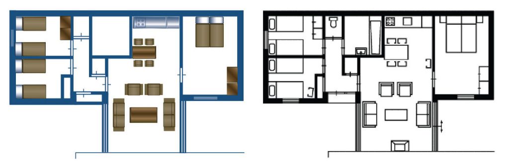 Bungalow für 6 Personen - Grundriss